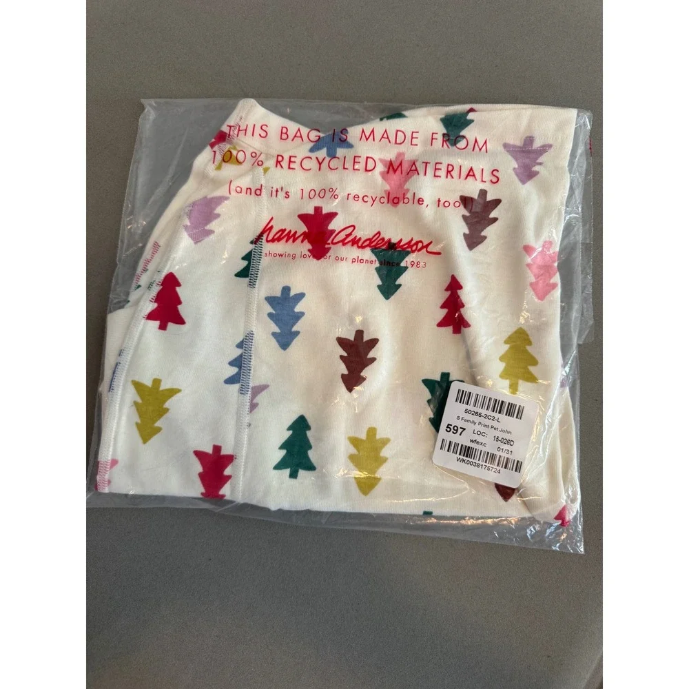 Hanna Andersson Pet John Dog Large Cream New Tannenbaum Tree Organic Pajamas